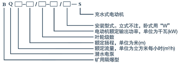 BQ系列高压强排隔爆型矿用潜水电泵型号意义